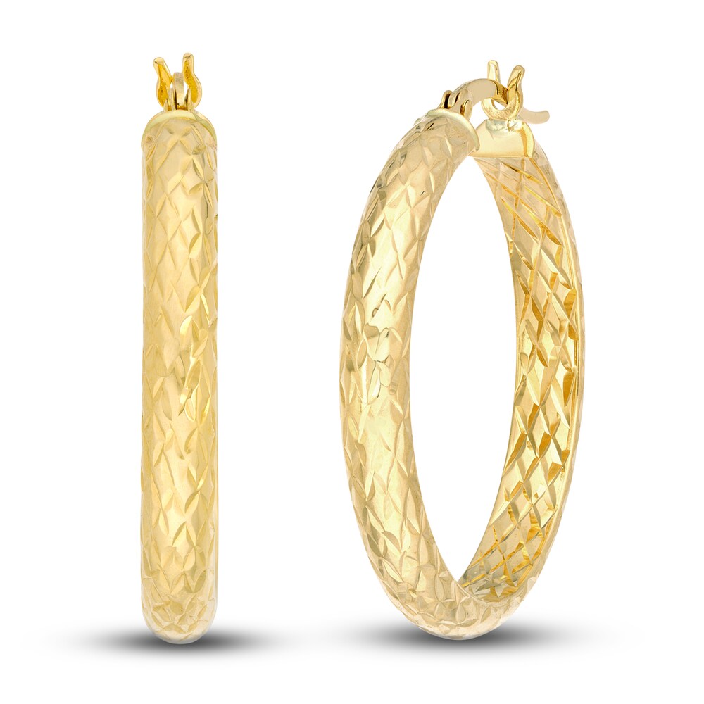 Diamond-Cut In/Out Hoop Earrings 14K Yellow Gold 30mm ZS3I9p5Q Diamond-Cut In/Out Hoop Earrings 14K Yellow Gold 30mm ZS3I9p5Q