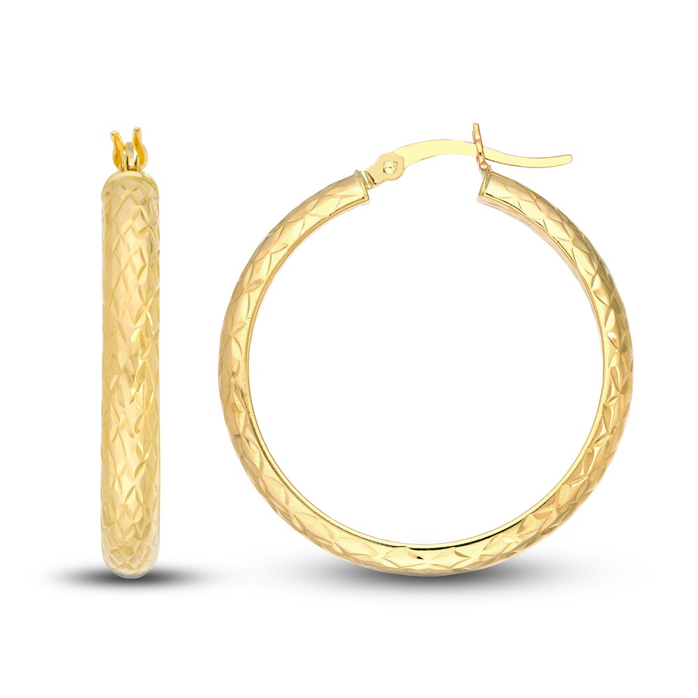 Diamond-Cut In/Out Hoop Earrings 14K Yellow Gold 30mm ZS3I9p5Q Diamond-Cut In/Out Hoop Earrings 14K Yellow Gold 30mm ZS3I9p5Q