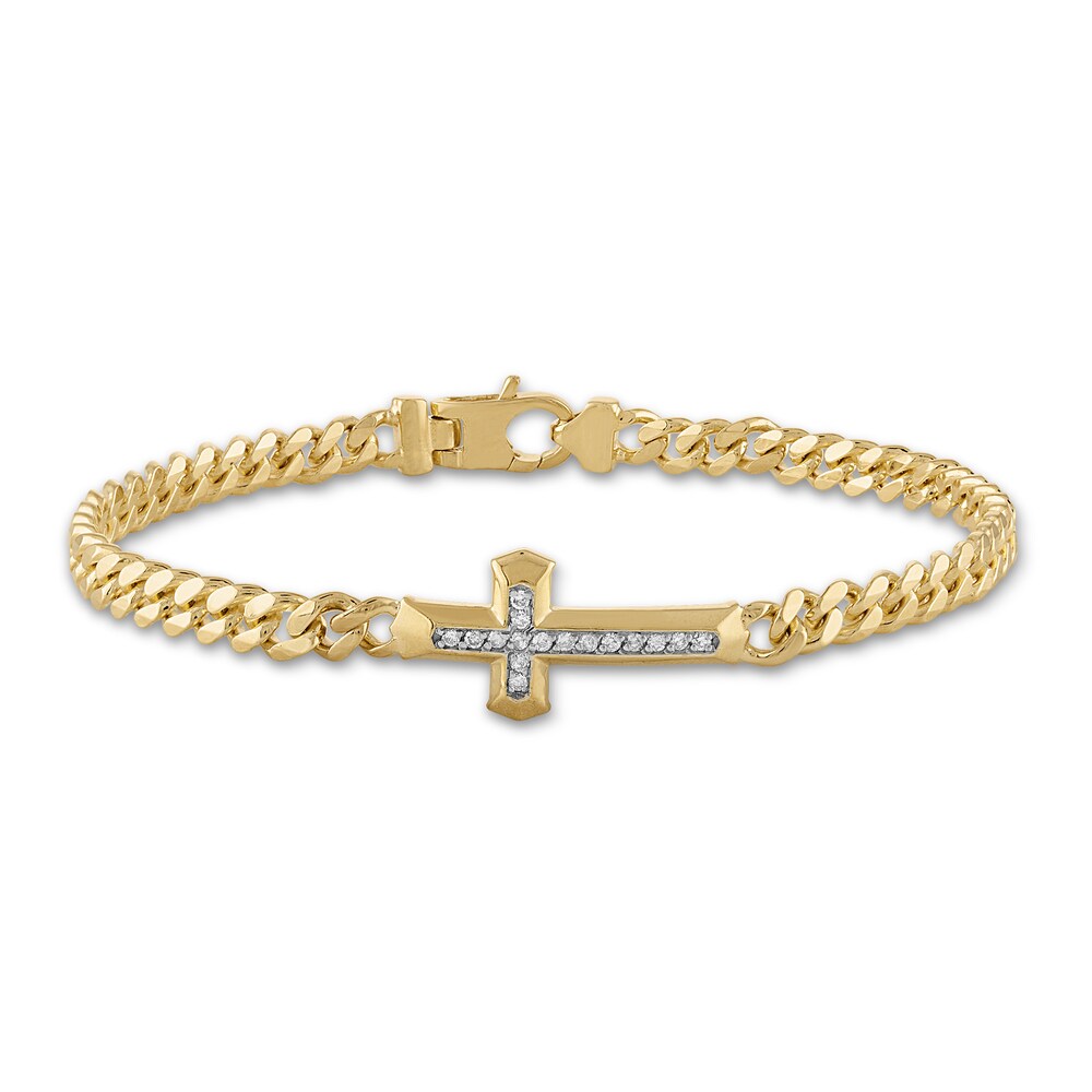 1933 by Esquire Men's Diamond Curb Bracelet 1/5 ct tw Round 14K Yellow Gold/Sterling Silver ZTyNXFhU 1933 by Esquire Men's Diamond Curb Bracelet 1/5 ct tw Round 14K Yellow Gold/Sterling Silver ZTyNXFhU