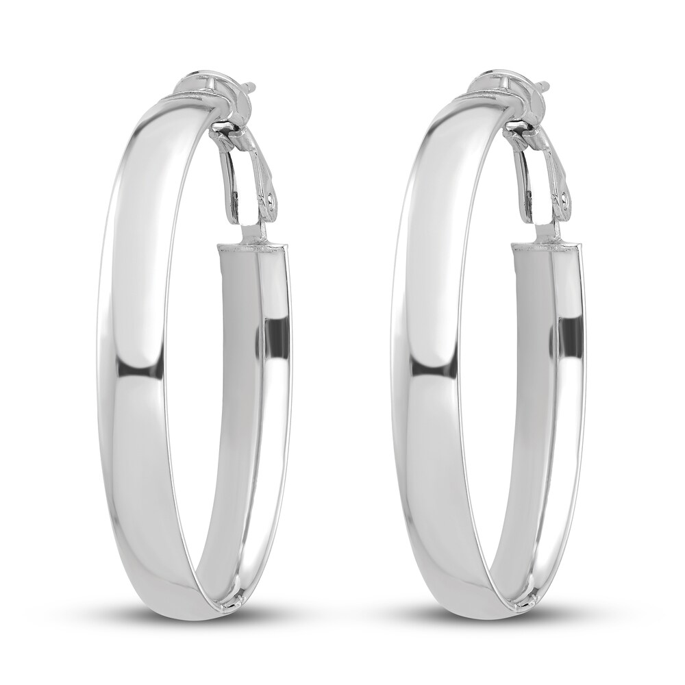Oval Hoop Earrings 14K White Gold ZYLRn1Tz Oval Hoop Earrings 14K White Gold ZYLRn1Tz