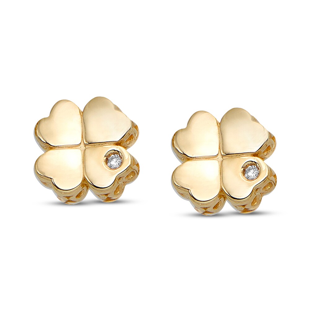 Clover Stud Earrings Diamond Accents 14K Yellow Gold ZZYGPvNH Clover Stud Earrings Diamond Accents 14K Yellow Gold ZZYGPvNH
