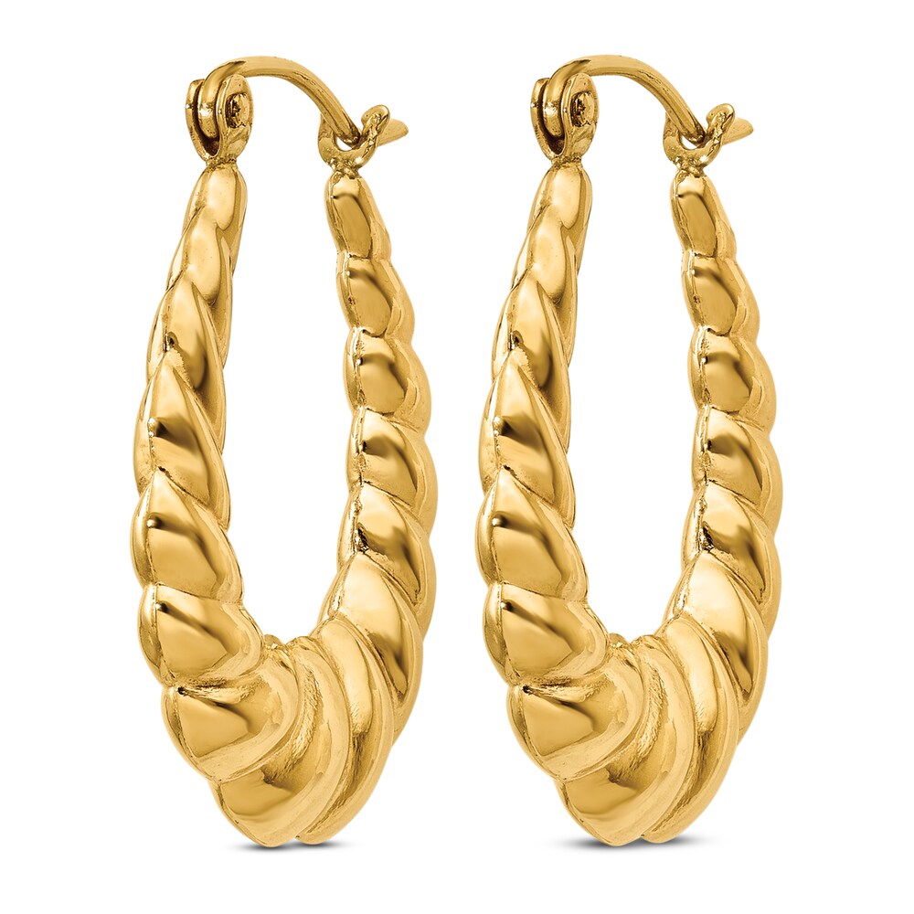 Polished Shrimp Hoop Earrings 14K Yellow Gold ZfB8AV4v