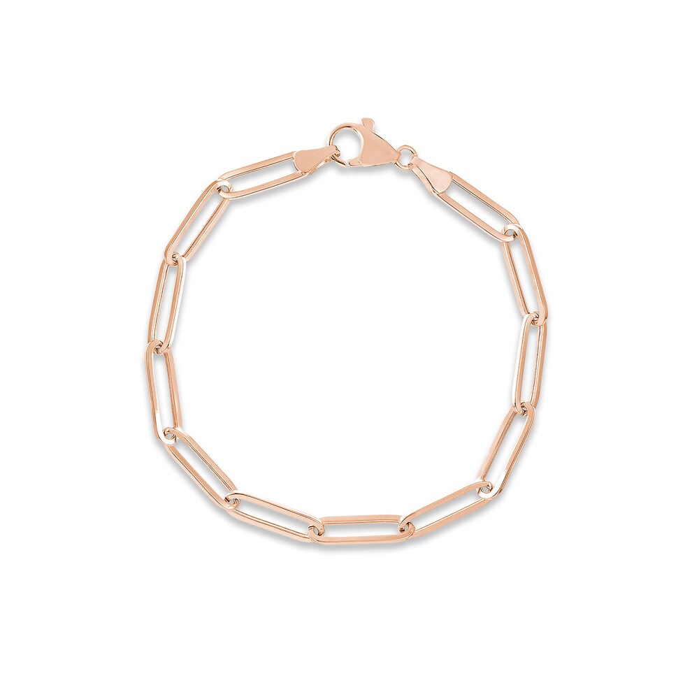 Paper Clip Chain Bracelet 14K Rose Gold 8" ZjldMDIt Paper Clip Chain Bracelet 14K Rose Gold 8" ZjldMDIt