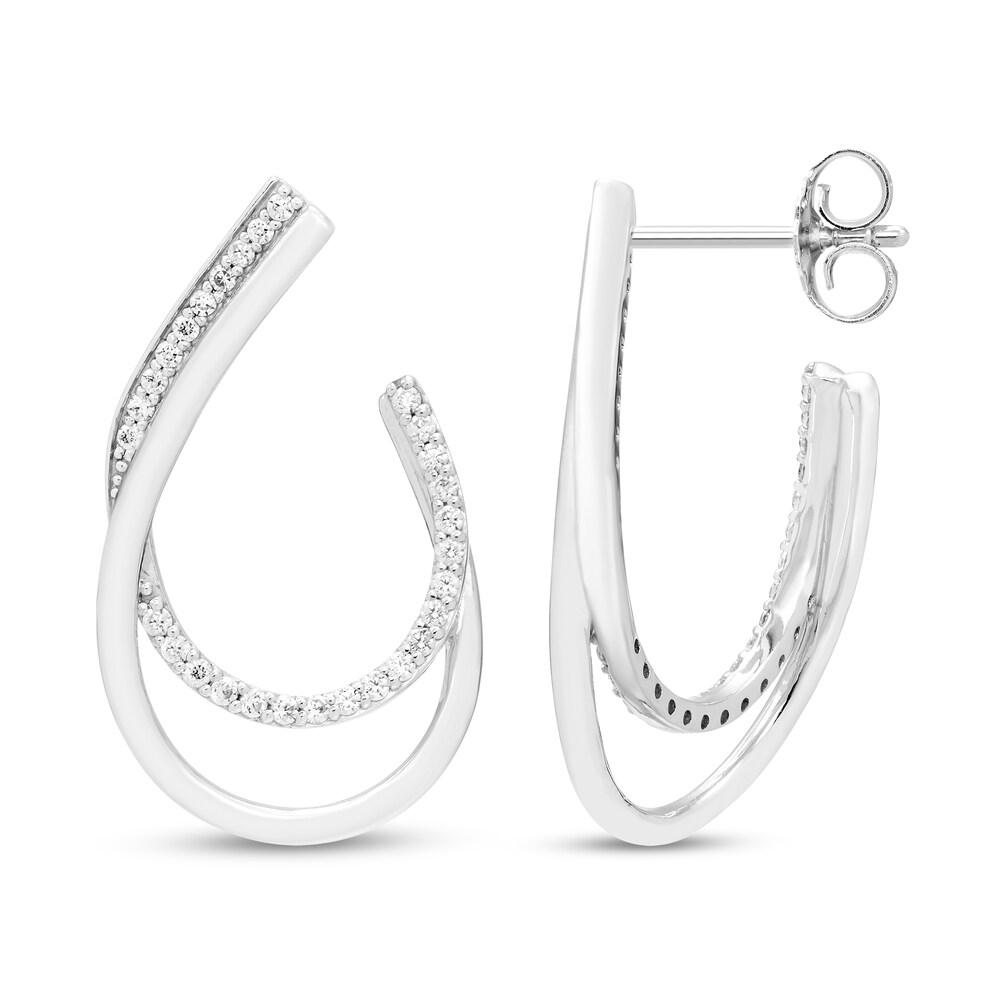 Diamond Open Hoop Earrings 1/2 ct tw Round 10K White Gold ZvIXuUpG