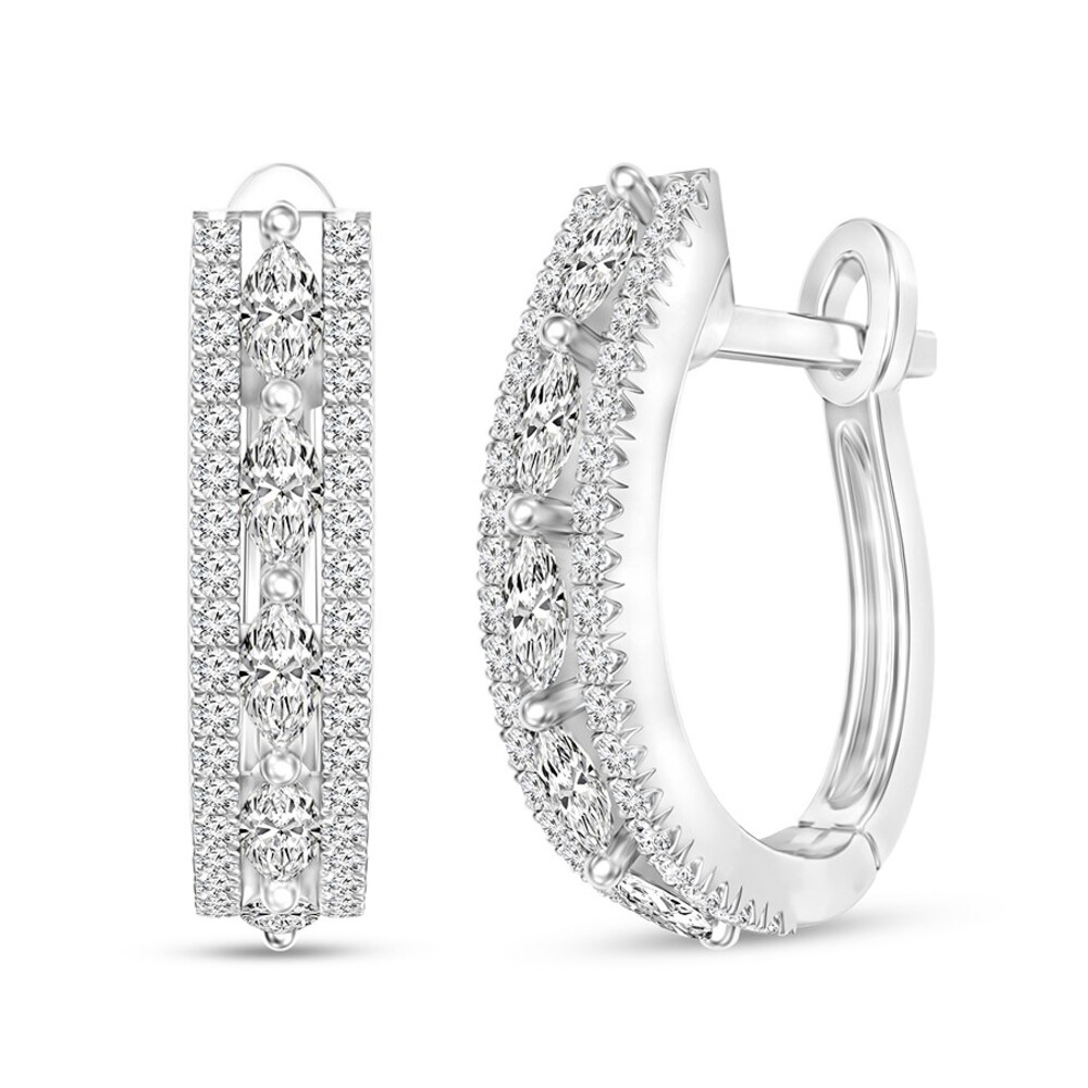 Diamond Hoop Earrings 5/8 ct tw Marquise/Round 14K White Gold Zw1QxNTY Diamond Hoop Earrings 5/8 ct tw Marquise/Round 14K White Gold Zw1QxNTY