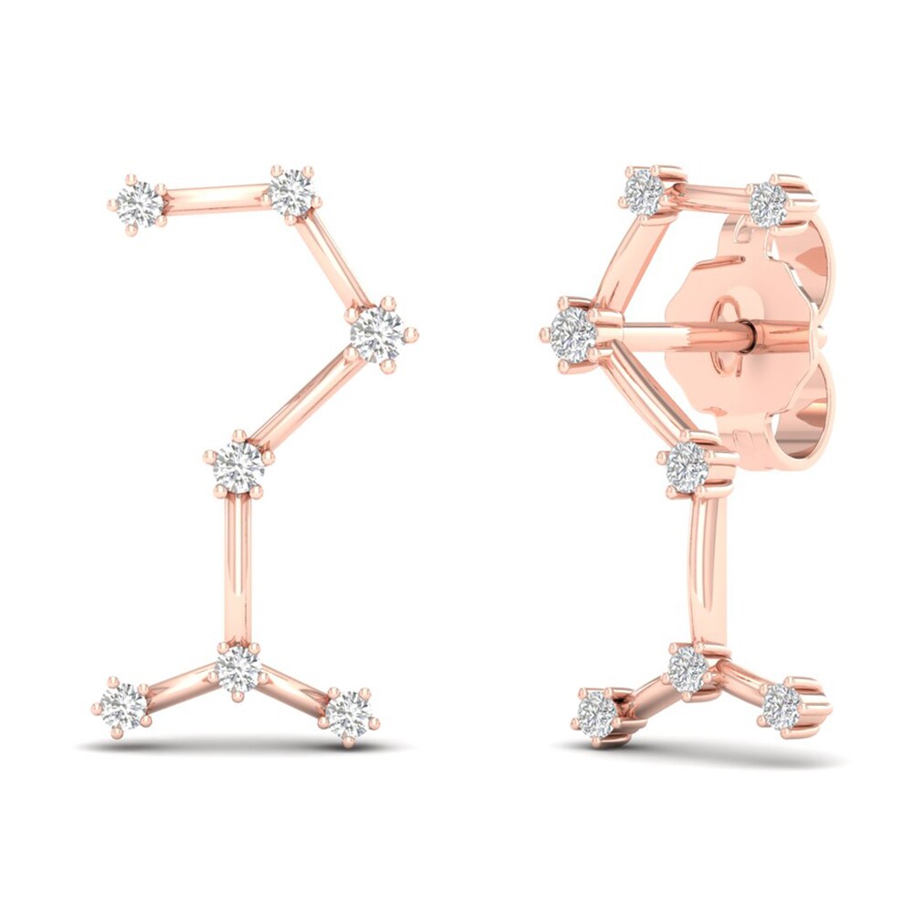 Diamond Scorpio Constellation Earrings 1/8 ct tw Round 14K Rose Gold Zyog9CqZ Diamond Scorpio Constellation Earrings 1/8 ct tw Round 14K Rose Gold Zyog9CqZ