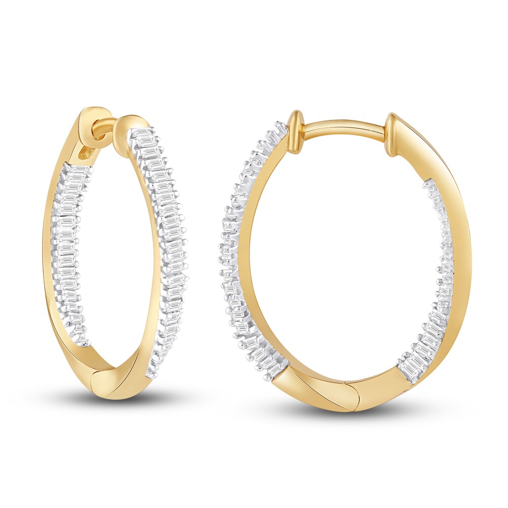Diamond Hoop Earrings 1/2 ct tw Baguette 10K Yellow Gold a2UvXJaH Diamond Hoop Earrings 1/2 ct tw Baguette 10K Yellow Gold a2UvXJaH