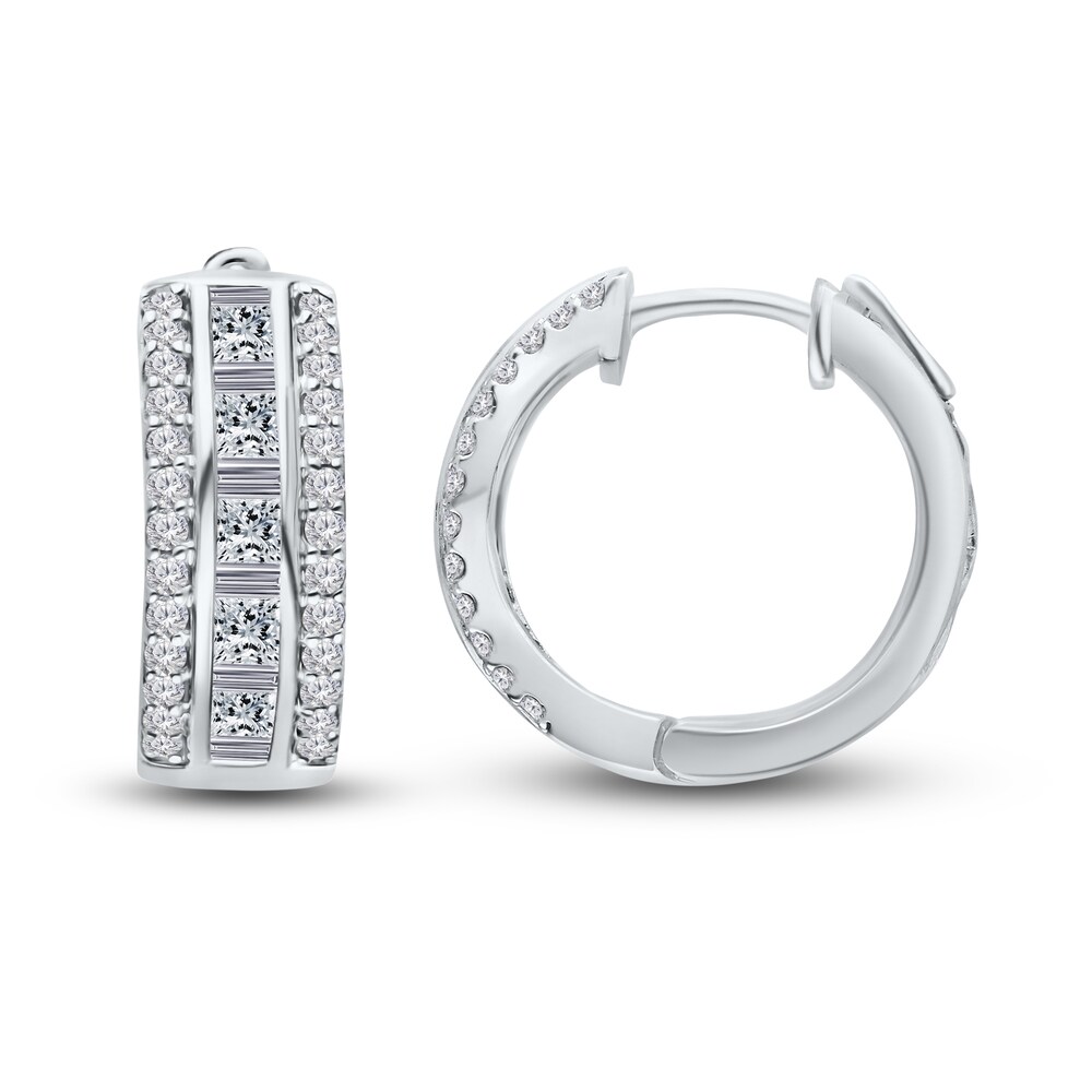 Kallati Diamond Hoop Earrings 1 ct tw Round 14K White Gold a2XMIpPW