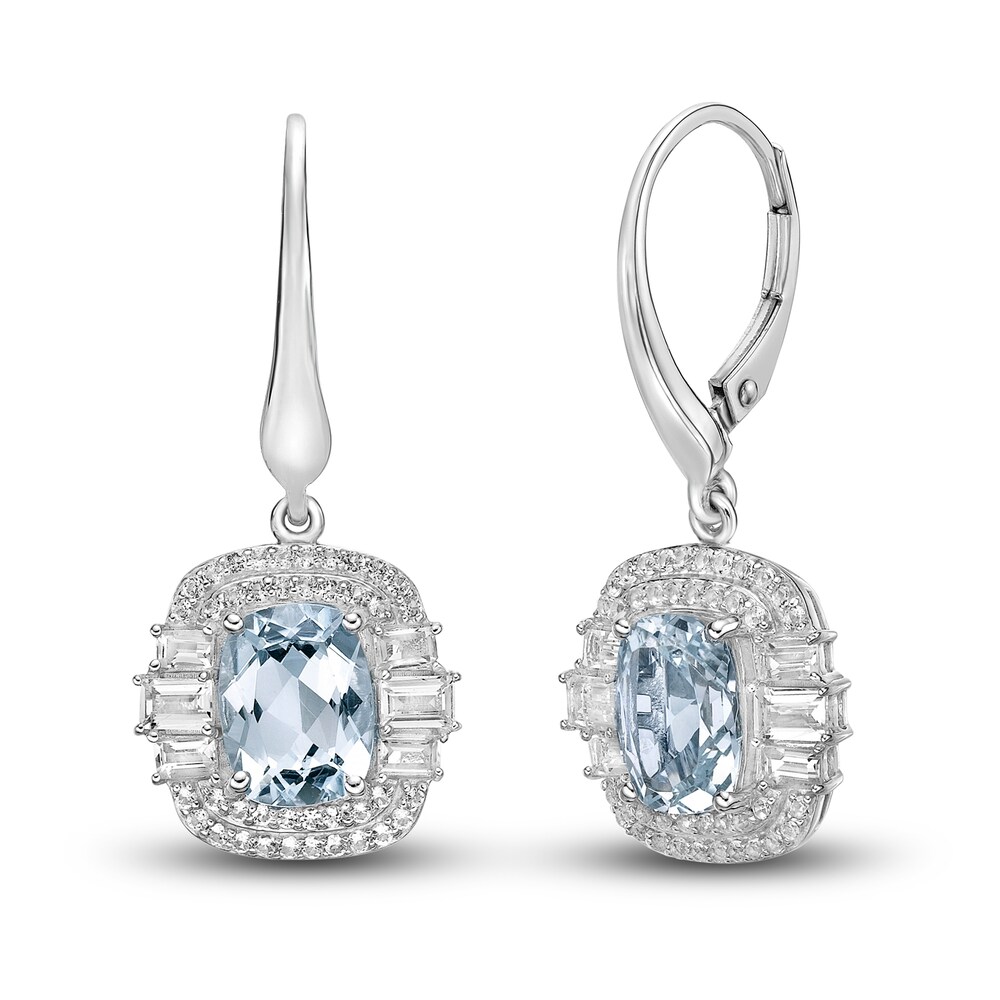 Natural Aquamarine & Natural White Topaz Drop Earrings 10K White Gold a6mfXLp3 Natural Aquamarine & Natural White Topaz Drop Earrings 10K White Gold a6mfXLp3