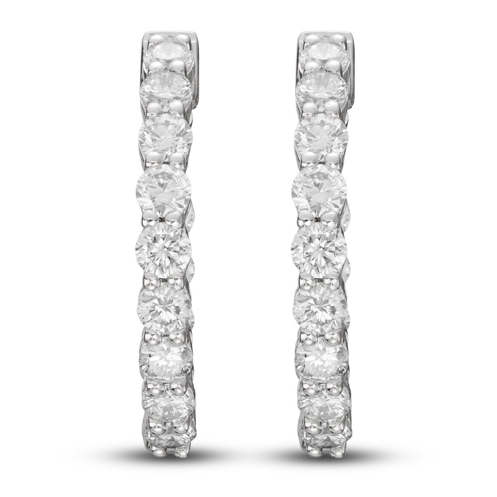 Lab-Created Diamond Hoop Earrings 1 ct tw Round 14K White Gold a8RKWSK4 Lab-Created Diamond Hoop Earrings 1 ct tw Round 14K White Gold a8RKWSK4