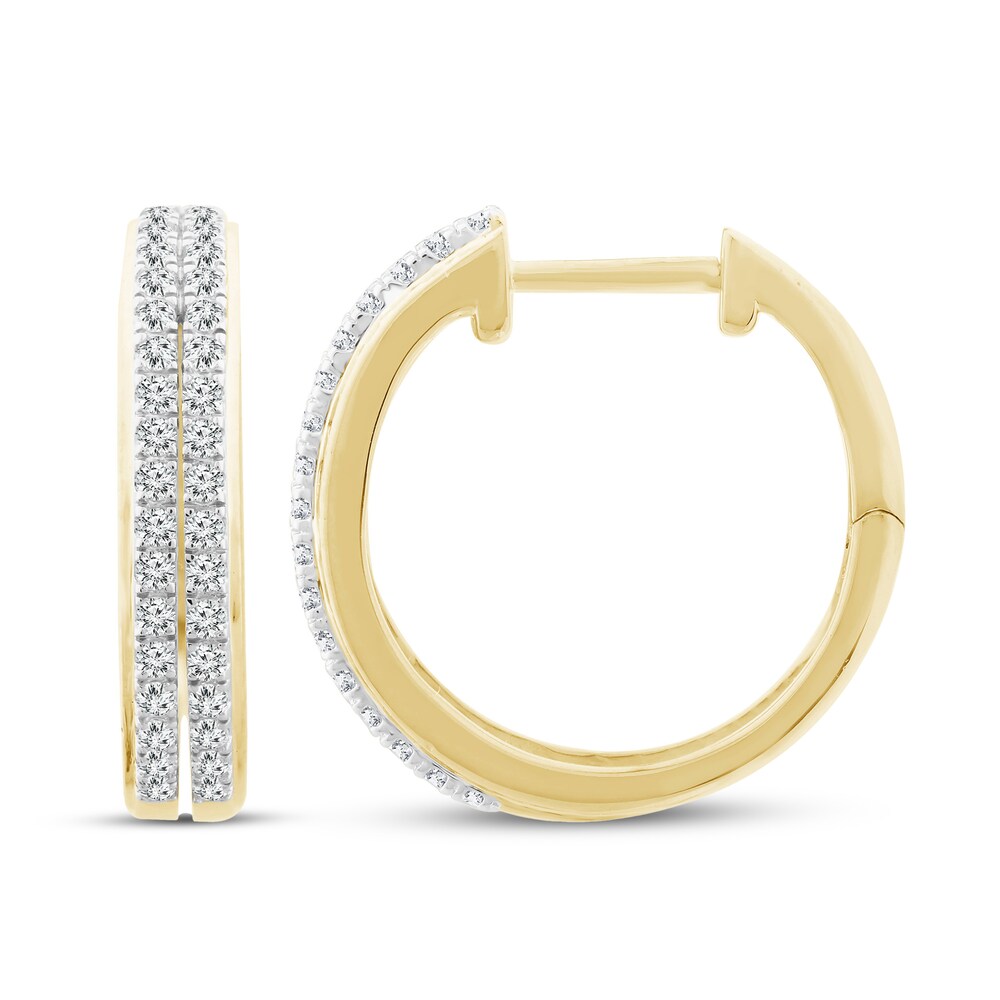 Diamond Hoop Earrings 3/8 ct tw Round 10K Yellow Gold aDVOlnQg Diamond Hoop Earrings 3/8 ct tw Round 10K Yellow Gold aDVOlnQg