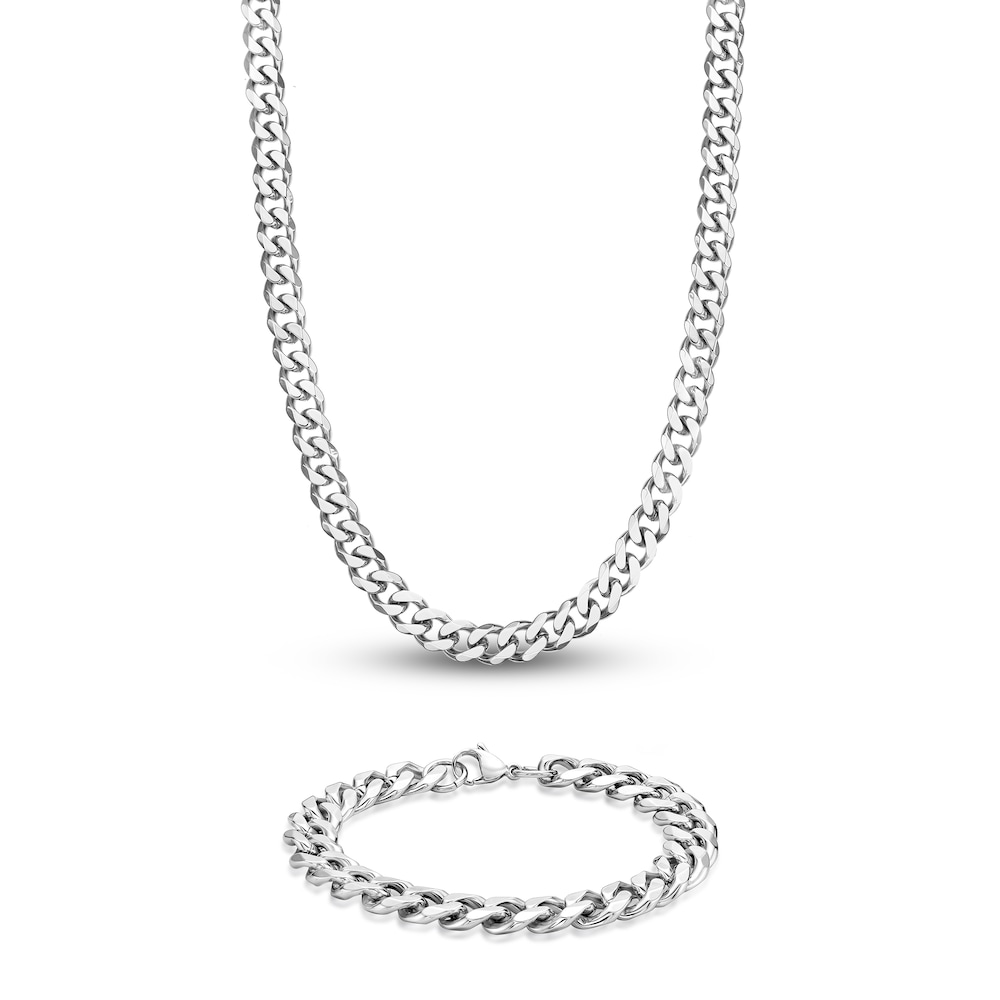 Men's Curb Chain Necklace/Bracelet Set Stainless Steel aLpGJjiz Men's Curb Chain Necklace/Bracelet Set Stainless Steel aLpGJjiz