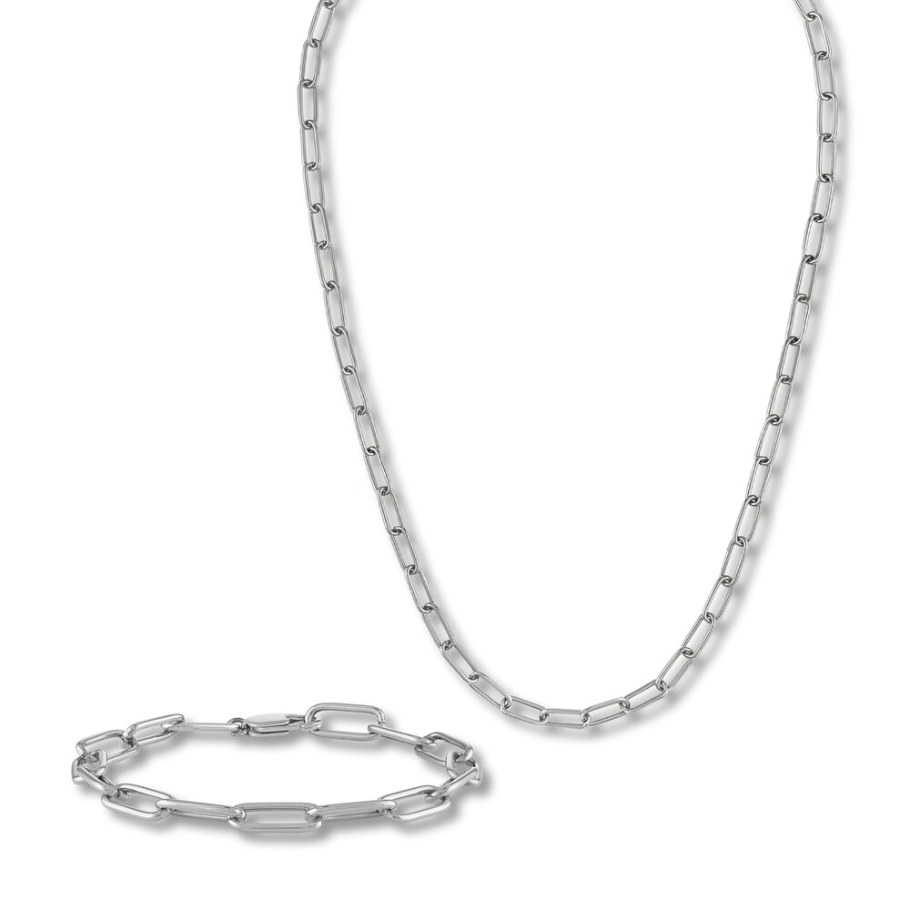 Paperclip Chain Necklace/ Set Ion-Plated Stainless Steel 18" aNInQYux Paperclip Chain Necklace/ Set Ion-Plated Stainless Steel 18" aNInQYux