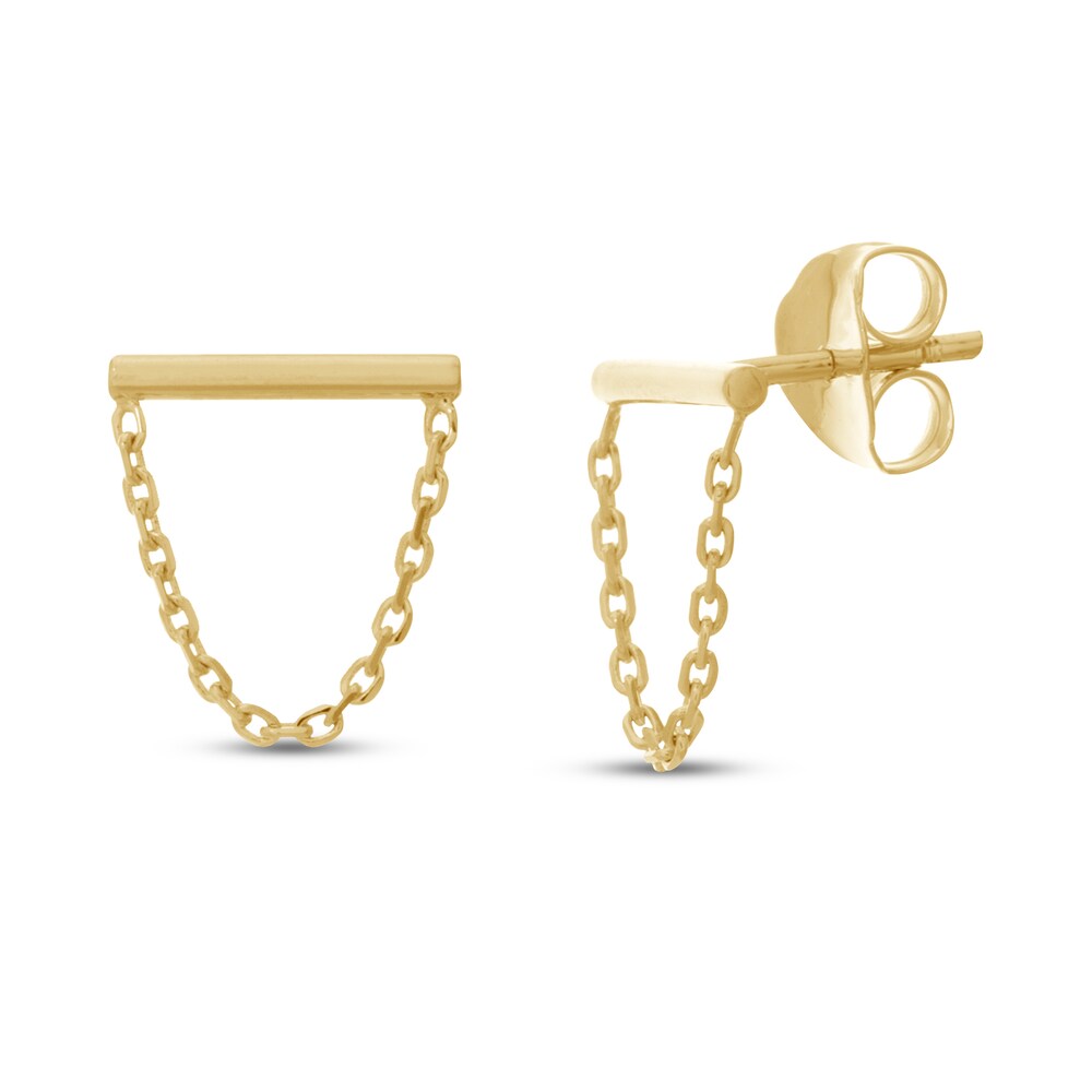 Bar Chain Earrings 14K Yellow Gold aNimQoPv Bar Chain Earrings 14K Yellow Gold aNimQoPv