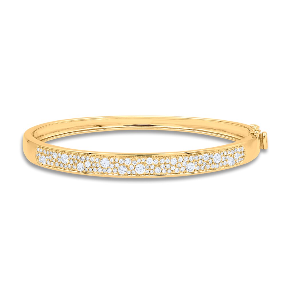 Diamond Bangle Bracelet 1-1/2 ct tw Round 14K Yellow Gold 7" aP6U2DTd Diamond Bangle Bracelet 1-1/2 ct tw Round 14K Yellow Gold 7" aP6U2DTd