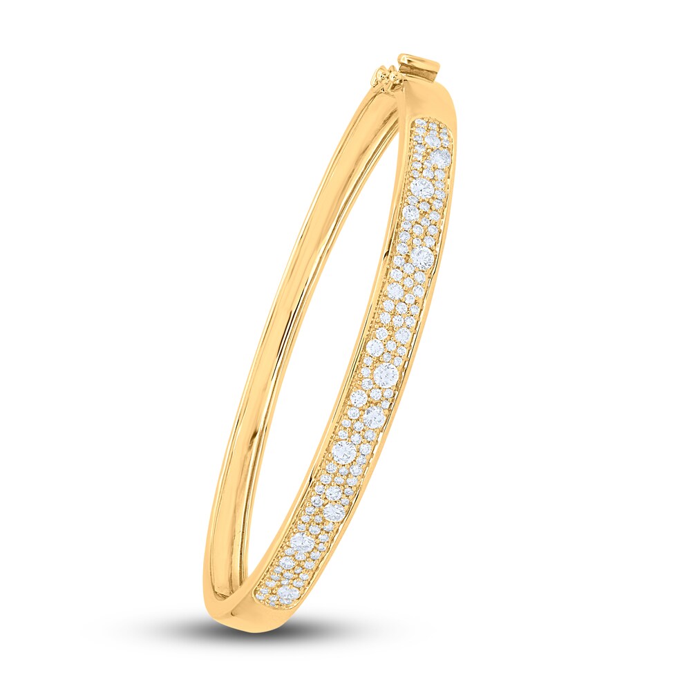 Diamond Bangle Bracelet 1-1/2 ct tw Round 14K Yellow Gold 7\" aP6U2DTd Diamond Bangle Bracelet 1-1/2 ct tw Round 14K Yellow Gold 7\" aP6U2DTd