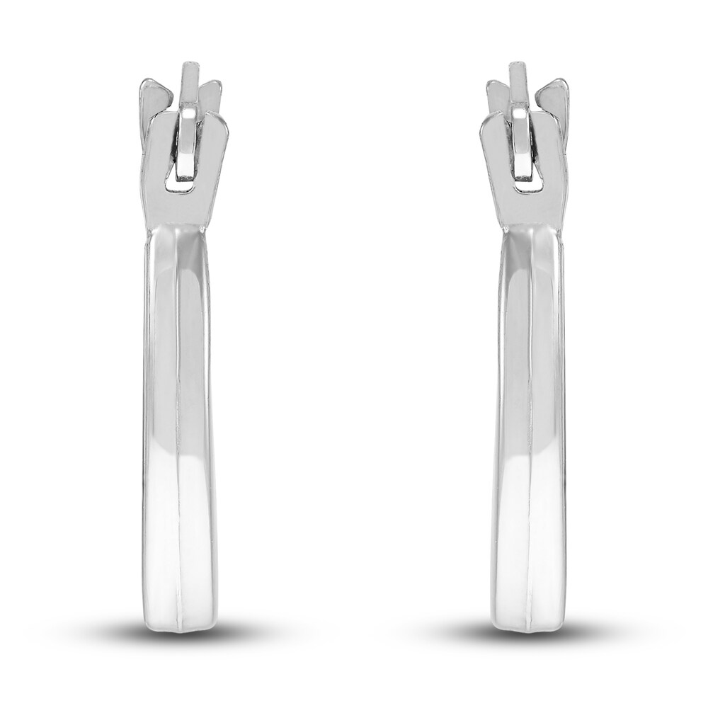 Polished Square Hoop Earrings 14K White Gold 12mm aSBT1TC8