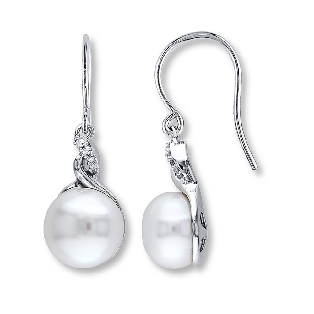 Cultured Pearl Earrings 1/20 ct tw Diamonds Sterling Silver aVeul4Ej Cultured Pearl Earrings 1/20 ct tw Diamonds Sterling Silver aVeul4Ej