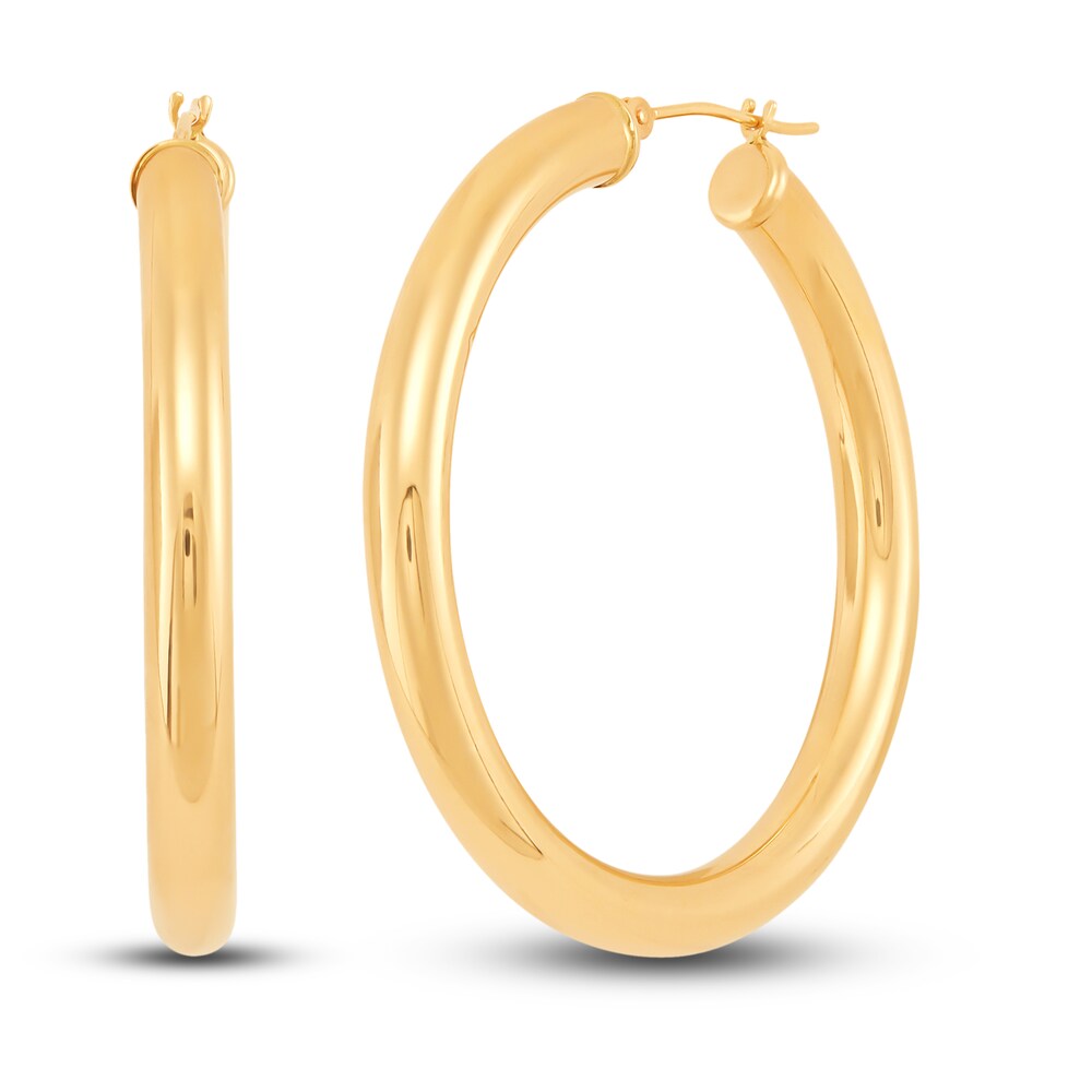 Round Tube Hoop Earrings 14K Yellow Gold aWT3hYcu Round Tube Hoop Earrings 14K Yellow Gold aWT3hYcu
