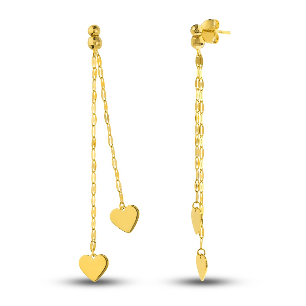Heart Dangle Earrings 14K Yellow Gold aZ81BTSo Heart Dangle Earrings 14K Yellow Gold aZ81BTSo