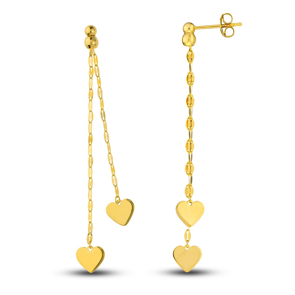 Heart Dangle Earrings 14K Yellow Gold aZ81BTSo Heart Dangle Earrings 14K Yellow Gold aZ81BTSo