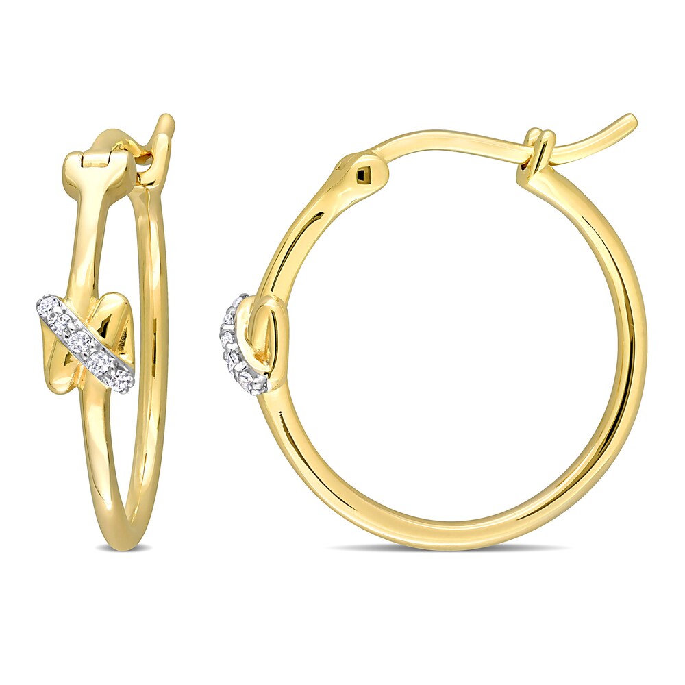 Diamond Hoop Earrings 1/20 ct tw Round 14K Yellow Gold aaMOYczb Diamond Hoop Earrings 1/20 ct tw Round 14K Yellow Gold aaMOYczb
