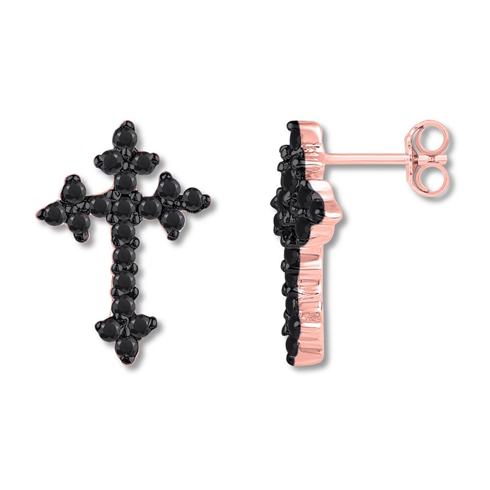 Black Diamond Cross Earrings 1/6 ct tw 10K Rose Gold ahpvPhay Black Diamond Cross Earrings 1/6 ct tw 10K Rose Gold ahpvPhay