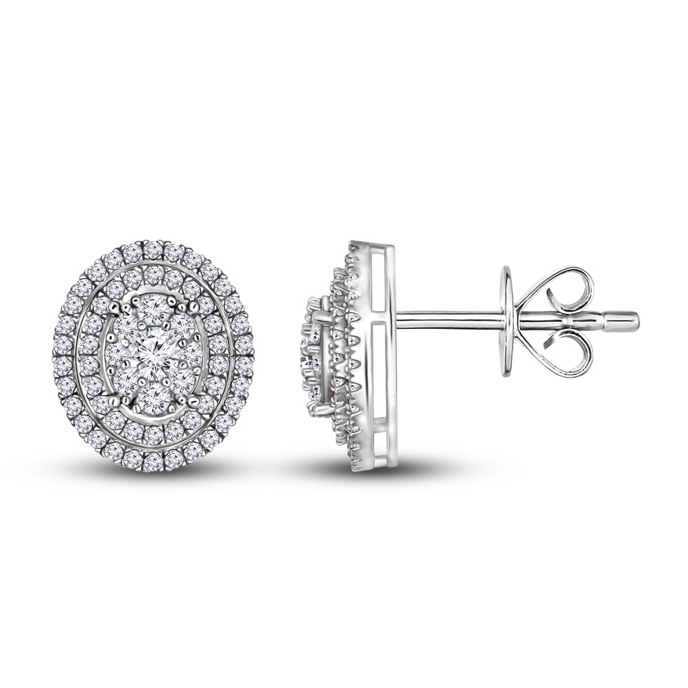 Diamond Oval Stud Earrings 1-1/2 ct tw Round 14K White Gold aqPQ4wUn Diamond Oval Stud Earrings 1-1/2 ct tw Round 14K White Gold aqPQ4wUn