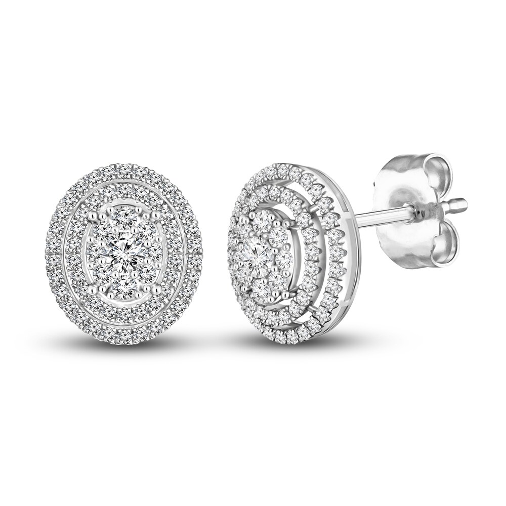 Diamond Oval Stud Earrings 1-1/2 ct tw Round 14K White Gold aqPQ4wUn Diamond Oval Stud Earrings 1-1/2 ct tw Round 14K White Gold aqPQ4wUn
