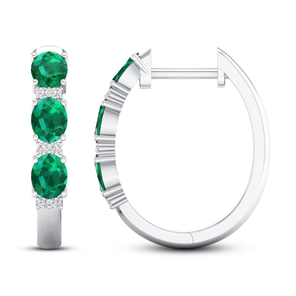 Emerald Earrings 1/20 ct tw Diamonds 10K White Gold bBuUDXde Emerald Earrings 1/20 ct tw Diamonds 10K White Gold bBuUDXde