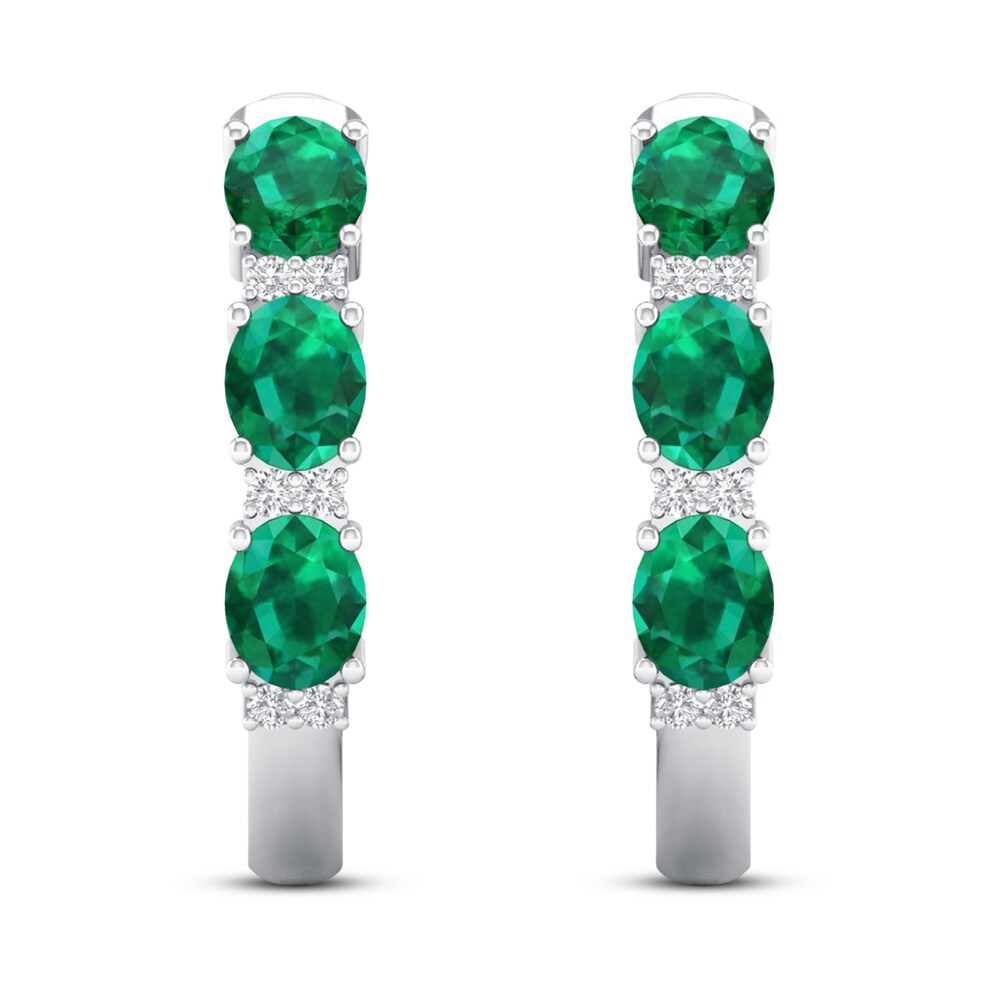 Emerald Earrings 1/20 ct tw Diamonds 10K White Gold bBuUDXde Emerald Earrings 1/20 ct tw Diamonds 10K White Gold bBuUDXde