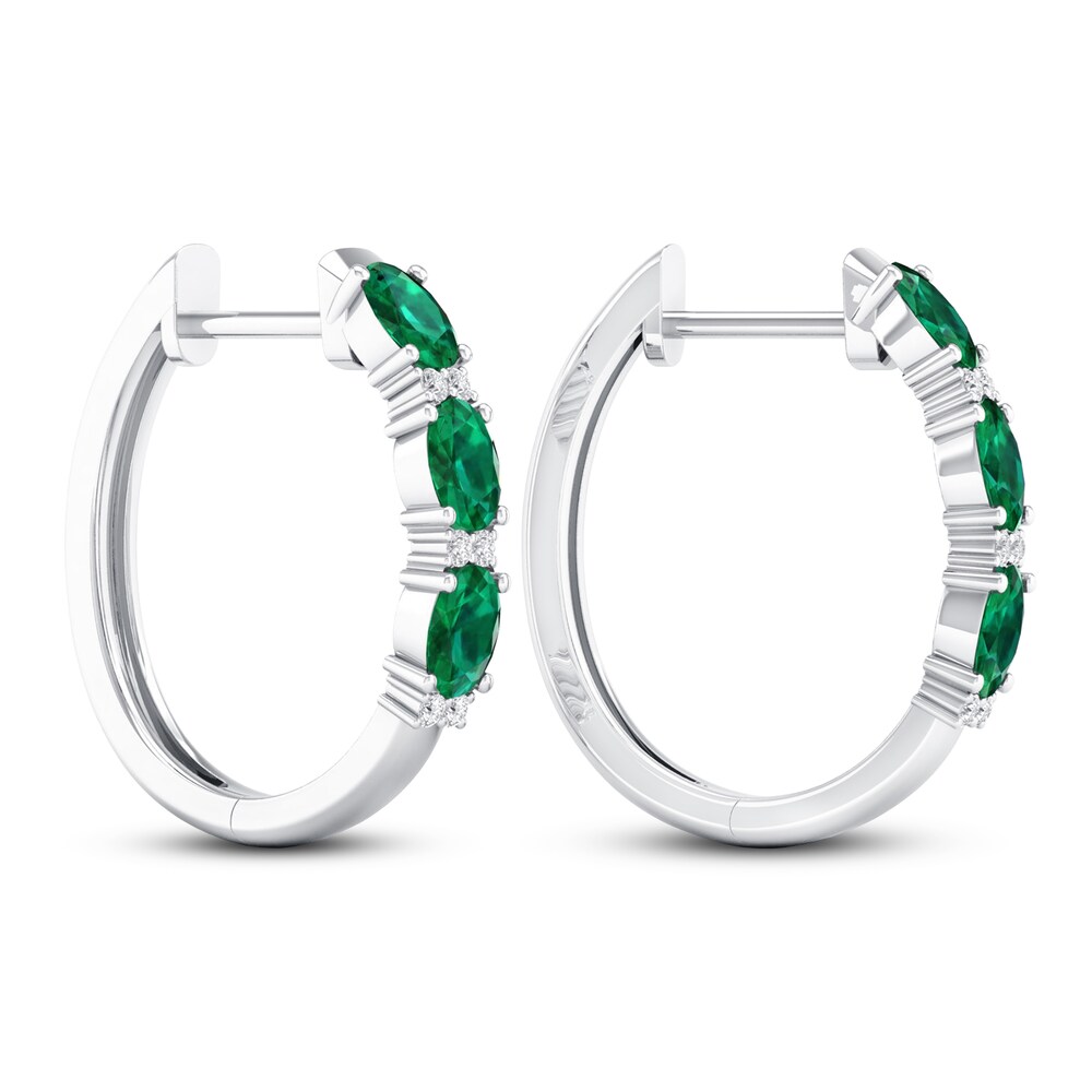 Emerald Earrings 1/20 ct tw Diamonds 10K White Gold bBuUDXde Emerald Earrings 1/20 ct tw Diamonds 10K White Gold bBuUDXde
