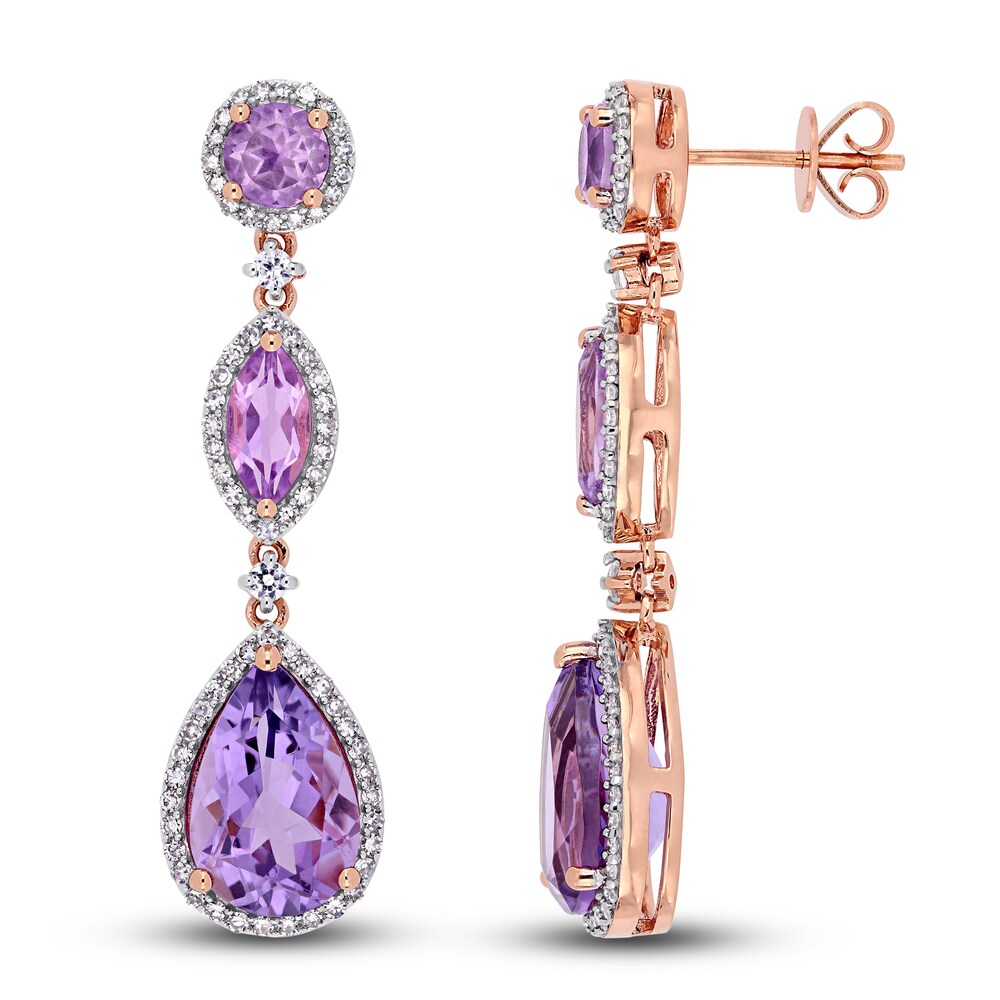 Natural Amethyst & Natural White Sapphire Earrings 5/8 ct tw Diamonds 14K Rose Gold bFTh7n1w Natural Amethyst & Natural White Sapphire Earrings 5/8 ct tw Diamonds 14K Rose Gold bFTh7n1w