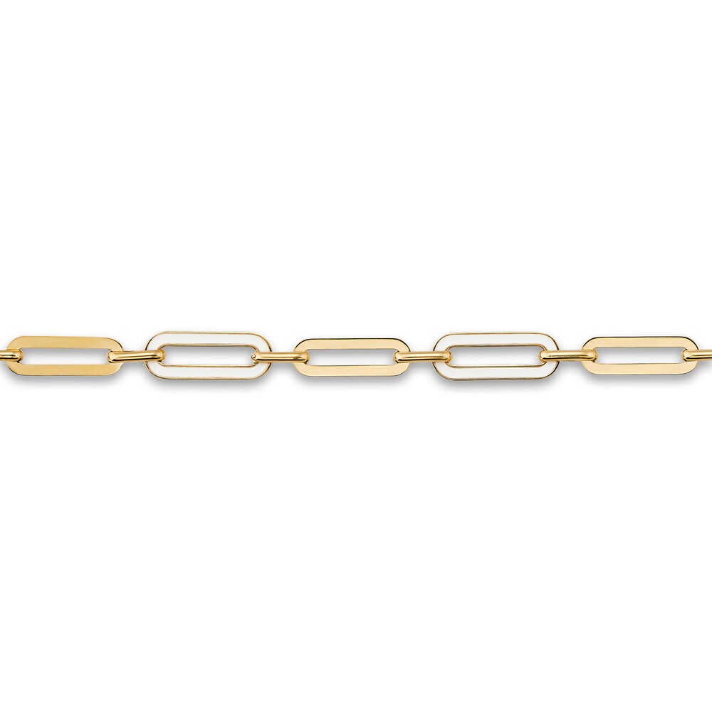 Italia D\'Oro Paperclip Bracelet White Enamel 14K Yellow Gold 7.25\" bJvvZB0r Italia D\'Oro Paperclip Bracelet White Enamel 14K Yellow Gold 7.25\" bJvvZB0r