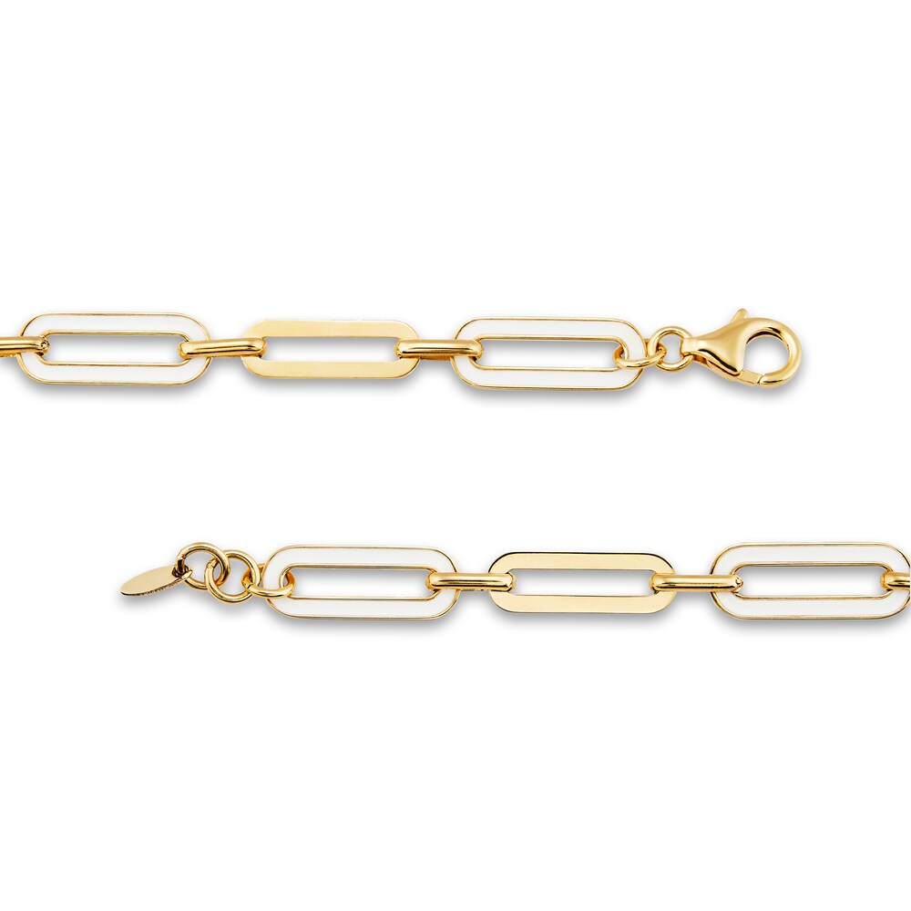 Italia D\'Oro Paperclip Bracelet White Enamel 14K Yellow Gold 7.25\" bJvvZB0r Italia D\'Oro Paperclip Bracelet White Enamel 14K Yellow Gold 7.25\" bJvvZB0r