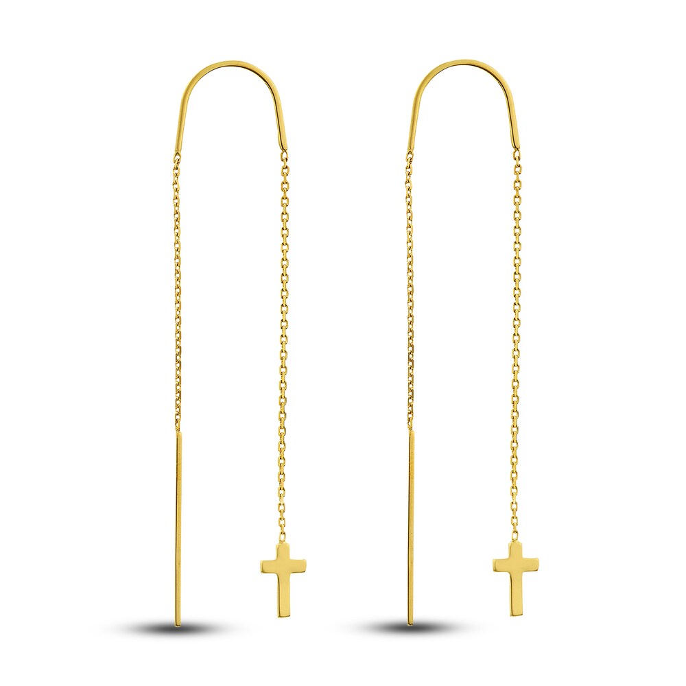 Cross Threader Earrings 14K Yellow Gold bNoppiX5 Cross Threader Earrings 14K Yellow Gold bNoppiX5