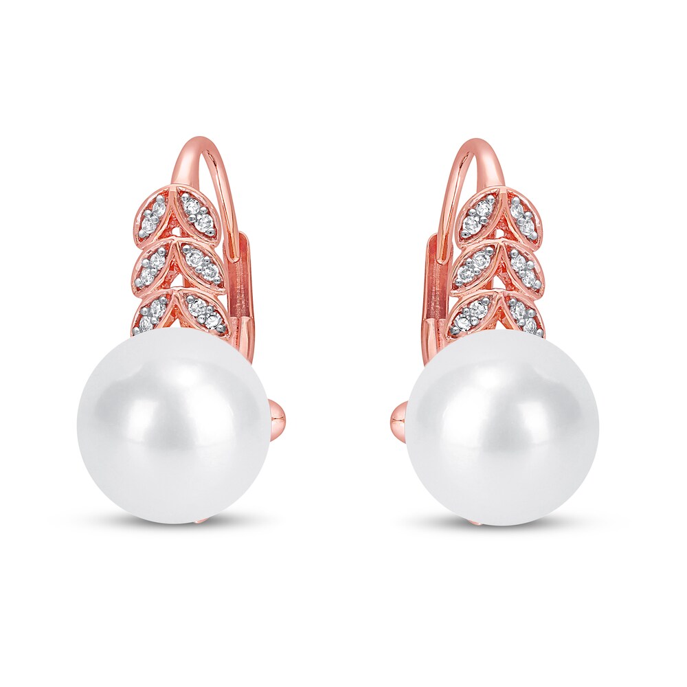 Cultured Pearl & Diamond Earrings 1/6 ct tw 10K Rose Gold bPydurZ1 Cultured Pearl & Diamond Earrings 1/6 ct tw 10K Rose Gold bPydurZ1