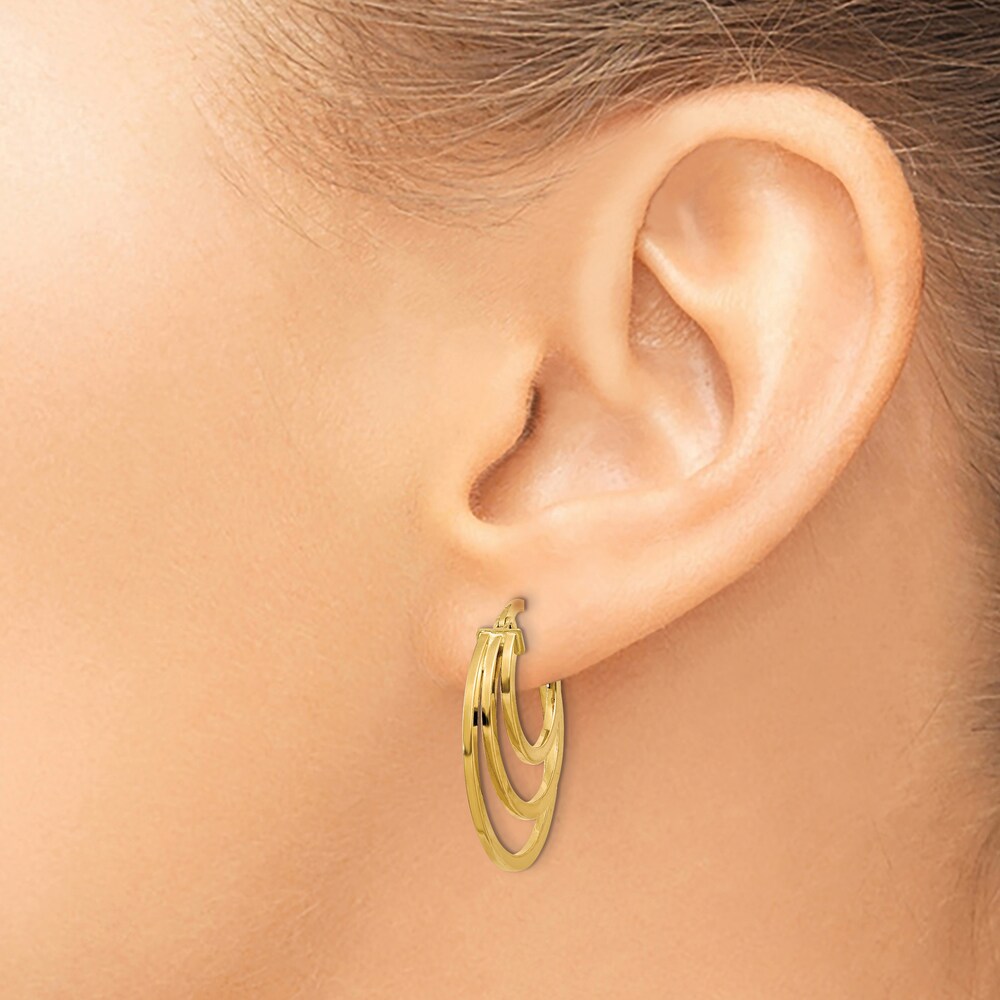 Triple Hoop Earrings 14K Yellow Gold bWB6bLoD