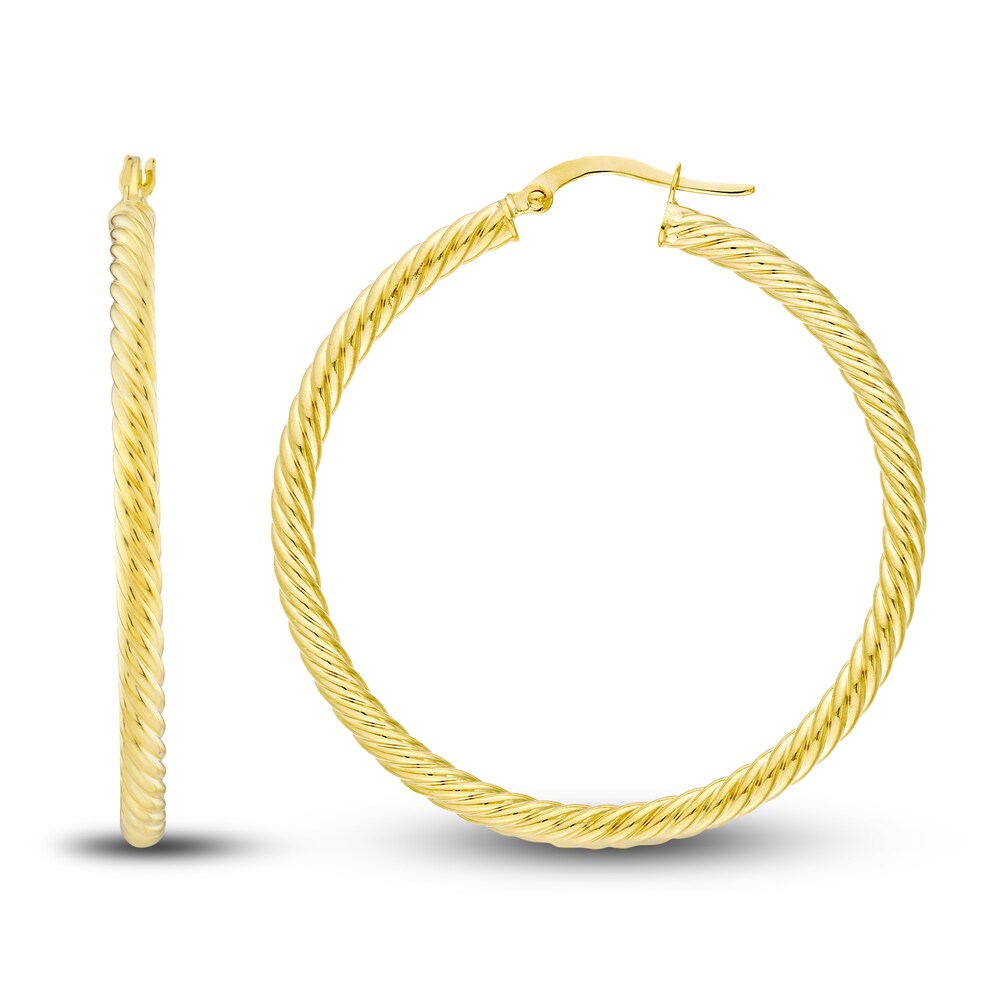 Twisted Rope Hoop Earrings 14K Yellow Gold 40mm bZ78Zt5I Twisted Rope Hoop Earrings 14K Yellow Gold 40mm bZ78Zt5I