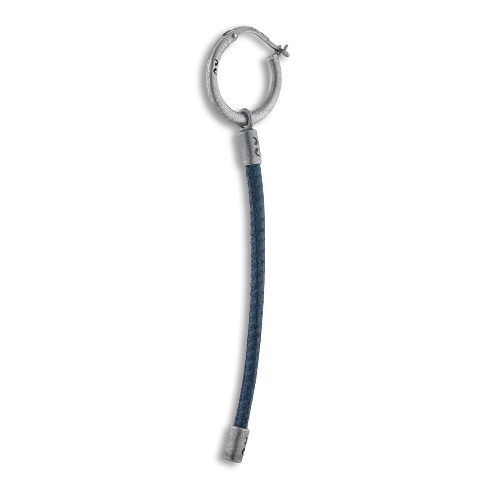 Marco Dal Maso Men's Blue Leather Short Mono Earring Sterling Silver be9xmok0 Marco Dal Maso Men's Blue Leather Short Mono Earring Sterling Silver be9xmok0
