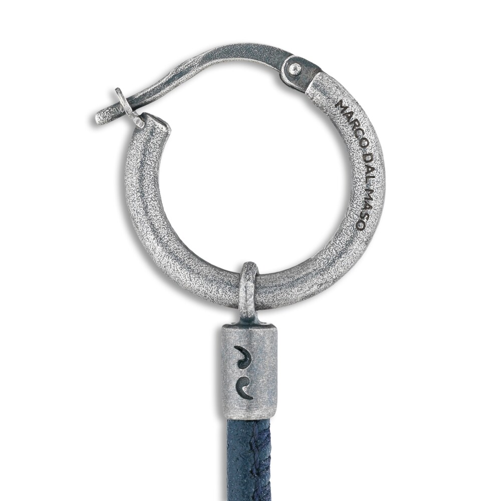 Marco Dal Maso Men\'s Blue Leather Short Mono Earring Sterling Silver be9xmok0 Marco Dal Maso Men\'s Blue Leather Short Mono Earring Sterling Silver be9xmok0