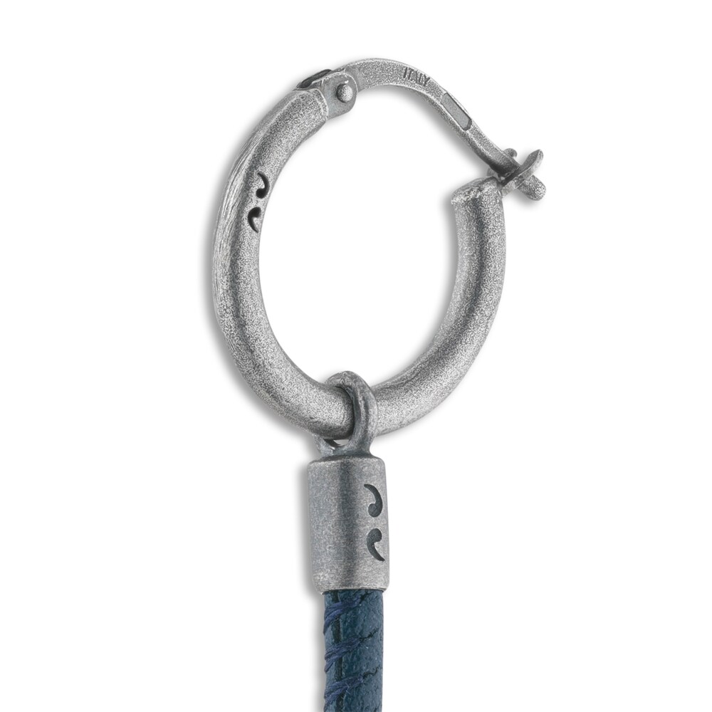 Marco Dal Maso Men\'s Blue Leather Short Mono Earring Sterling Silver be9xmok0 Marco Dal Maso Men\'s Blue Leather Short Mono Earring Sterling Silver be9xmok0