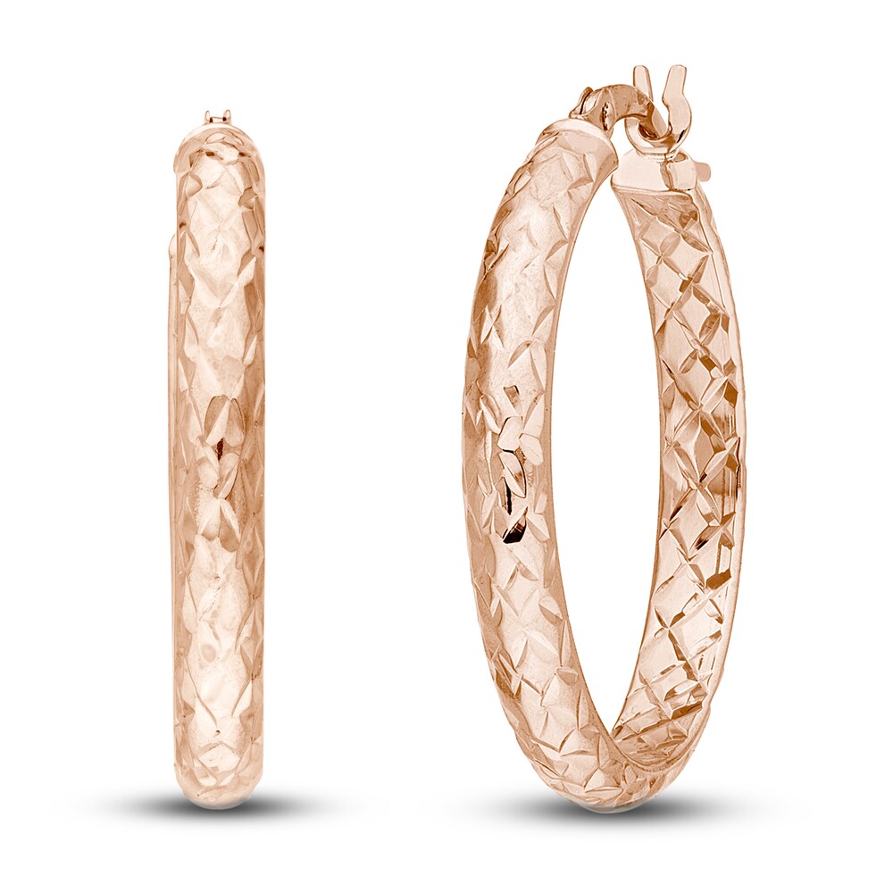 Diamond-Cut In/Out Hoop Earrings 14K Rose Gold 25mm bl9gkKsN Diamond-Cut In/Out Hoop Earrings 14K Rose Gold 25mm bl9gkKsN