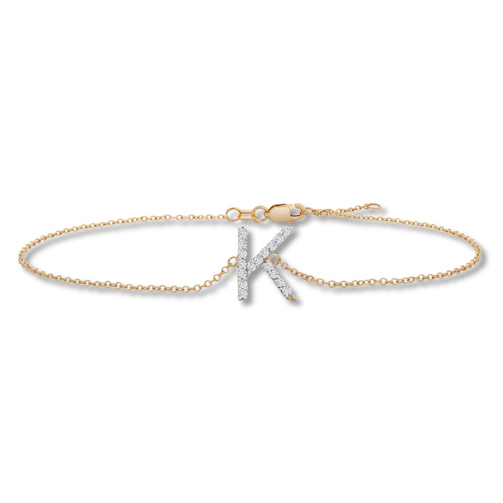Diamond Letter K Bracelet 1/10 ct tw Round 10K Yellow Gold brUPqEQ9 Diamond Letter K Bracelet 1/10 ct tw Round 10K Yellow Gold brUPqEQ9