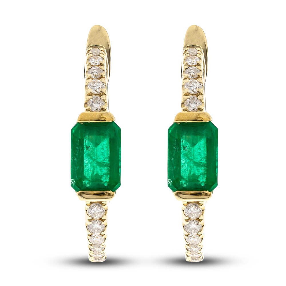 Natural Emerald Hoop Earrings 1/4 ct tw Diamonds 14K Yellow Gold btboHqVs Natural Emerald Hoop Earrings 1/4 ct tw Diamonds 14K Yellow Gold btboHqVs