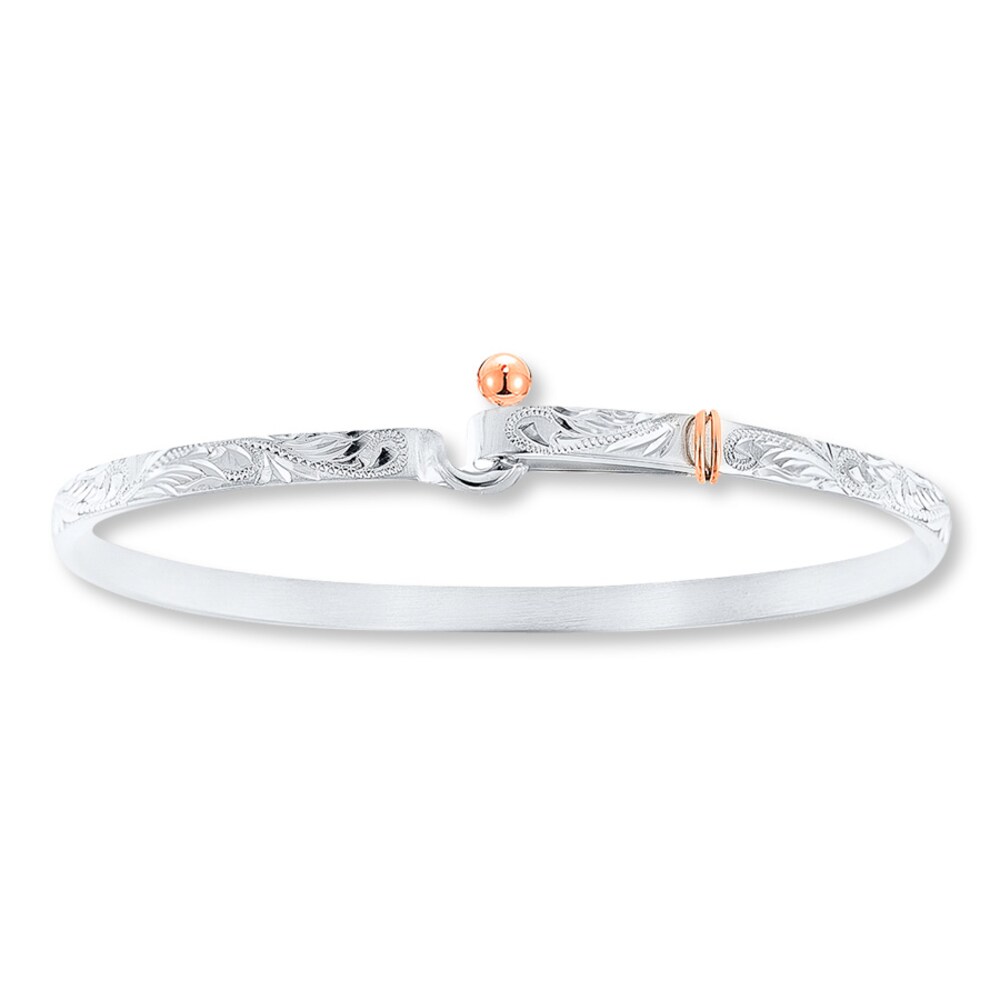 Sterling Silver Bangle 14K Rose Gold Accents c4MP1upB