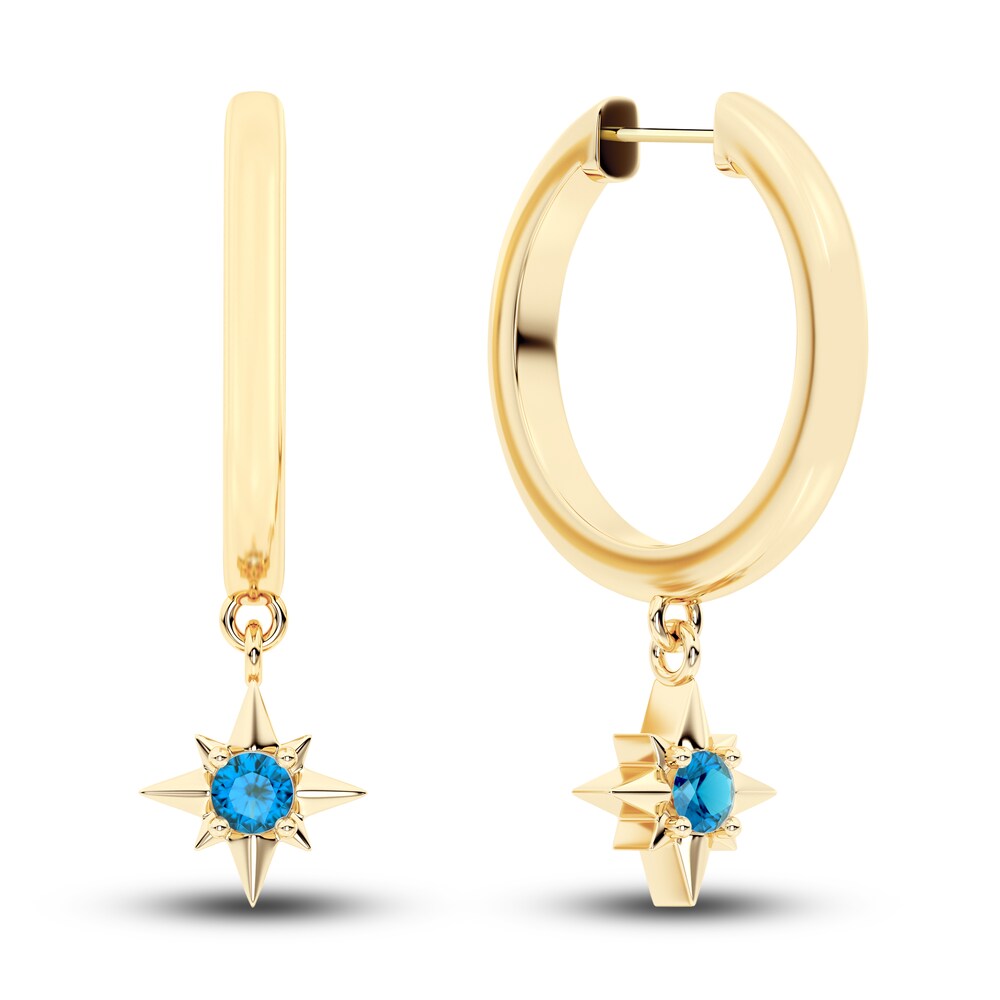 Juliette Maison Natural Blue Zircon Starburst Hoops 10K Yellow Gold c70FJqyh Juliette Maison Natural Blue Zircon Starburst Hoops 10K Yellow Gold c70FJqyh