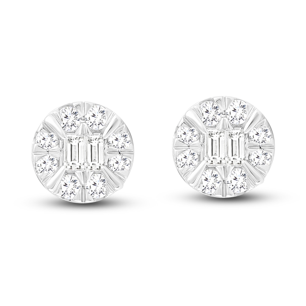 Diamond Stud Earrings 1/3 ct tw Baguette/Round 10K White Gold c9ykVJlR Diamond Stud Earrings 1/3 ct tw Baguette/Round 10K White Gold c9ykVJlR
