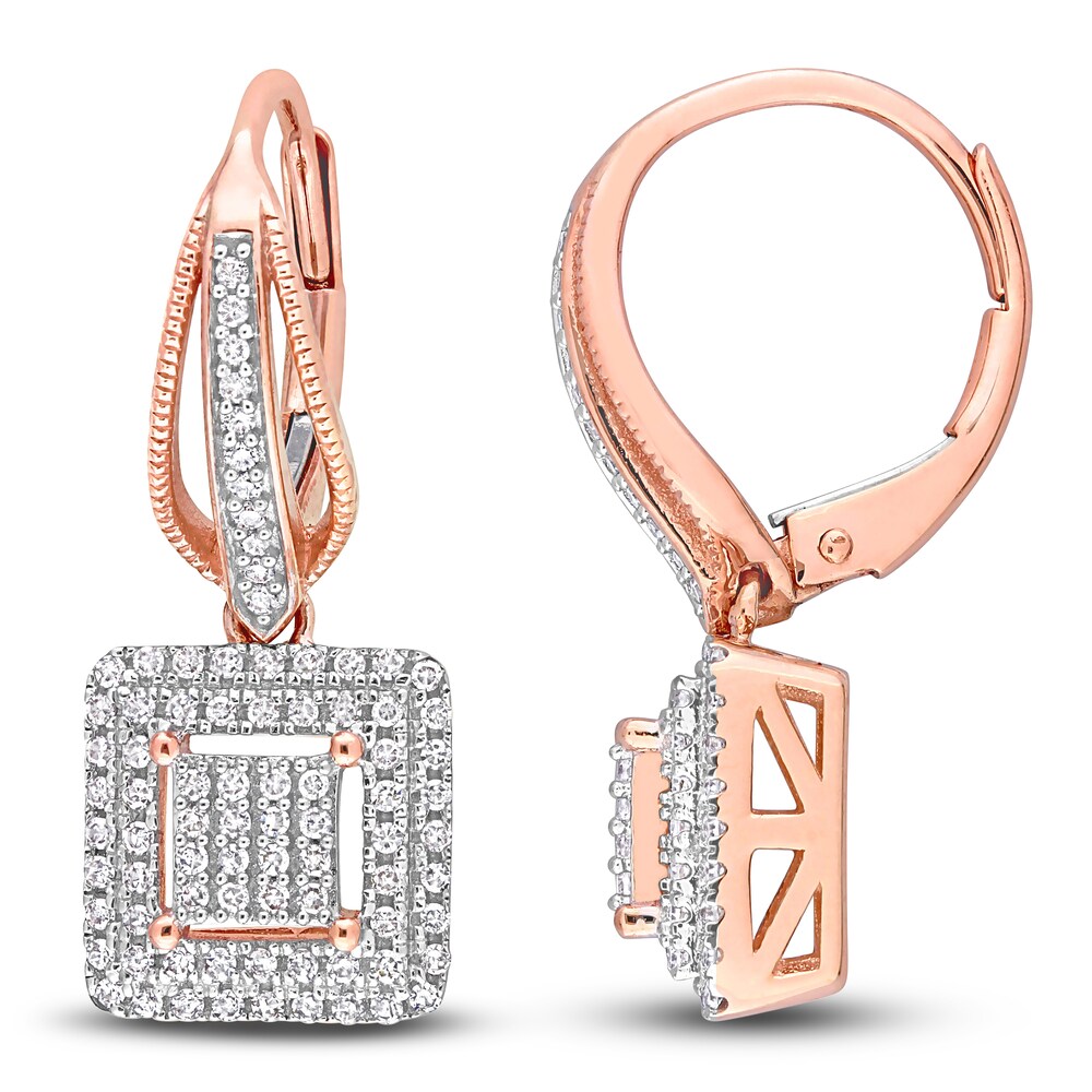 Diamond Square Earrings 1/2 ct tw Round 10K Rose Gold cCCmlJrH Diamond Square Earrings 1/2 ct tw Round 10K Rose Gold cCCmlJrH