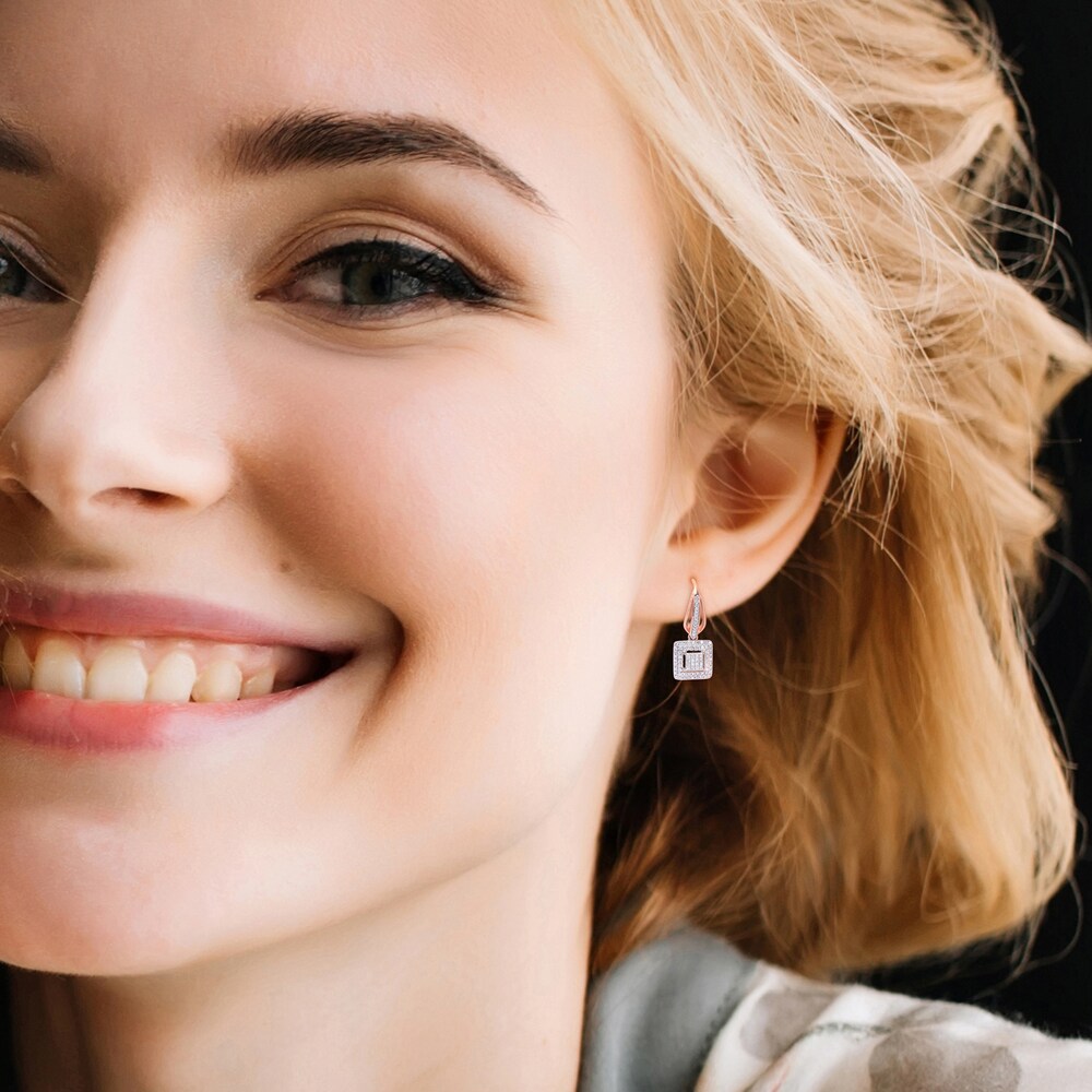 Diamond Square Earrings 1/2 ct tw Round 10K Rose Gold cCCmlJrH Diamond Square Earrings 1/2 ct tw Round 10K Rose Gold cCCmlJrH